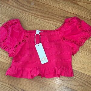GB Girls Bright Pink Smocked Blouse